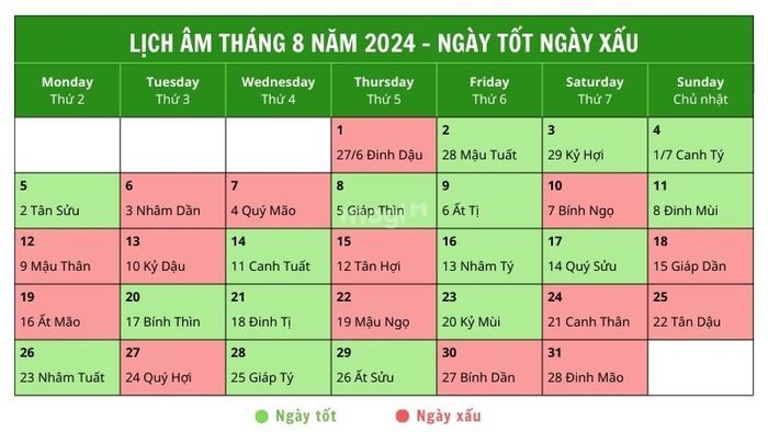 Lịch âm tháng 8 năm 2024: Cập nhật chính xác nhất