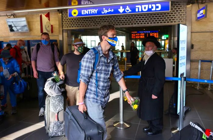 Arrivals at Israel's Ben Gurion International Airport in May 2021.