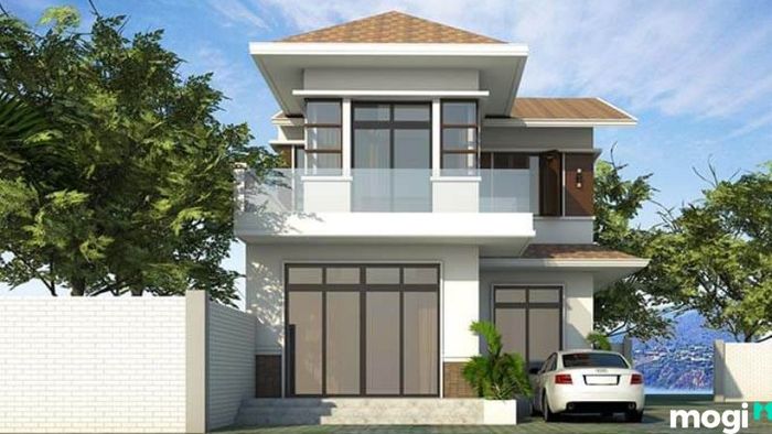 Mẫu nhà ống 2 tầng mái ngói hiện đại