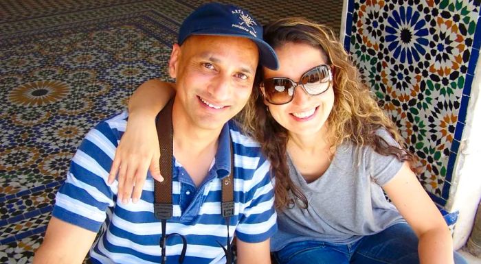 The couple began their long-distance romance, meeting all over the world. Here they are in Marrakesh, Morocco.