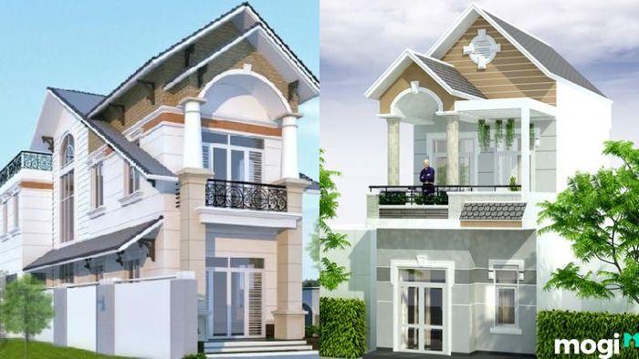 Nhà 2 tầng mái ngói giật cấp hiện đại