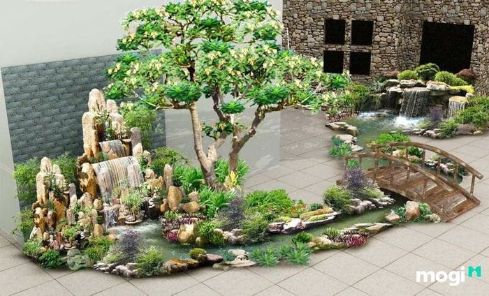 tiểu cảnh hòn non bộ đơn giản