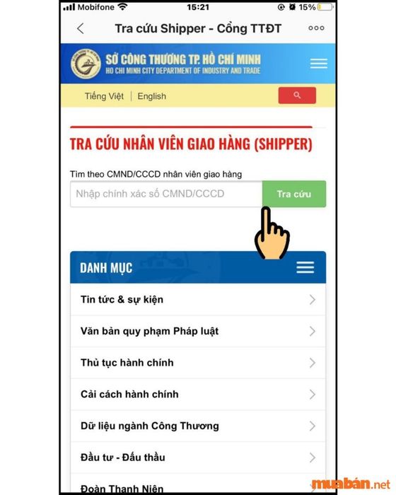 Nhập số CMND/CCCD và nhấn nút Tra cứu.