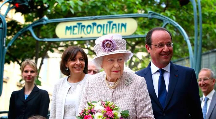 Queen Elizabeth II visited the Paris Flower Market on June 7, 2014.