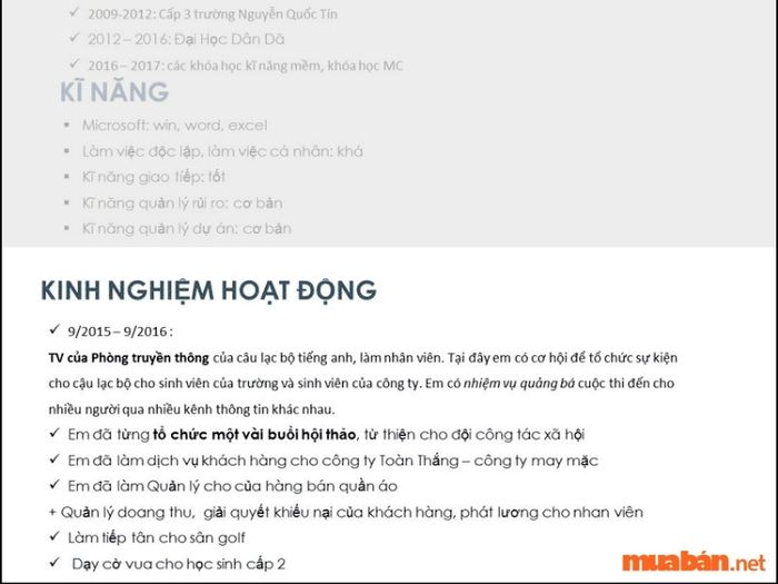 Các hoạt động xã hội bạn tham gia