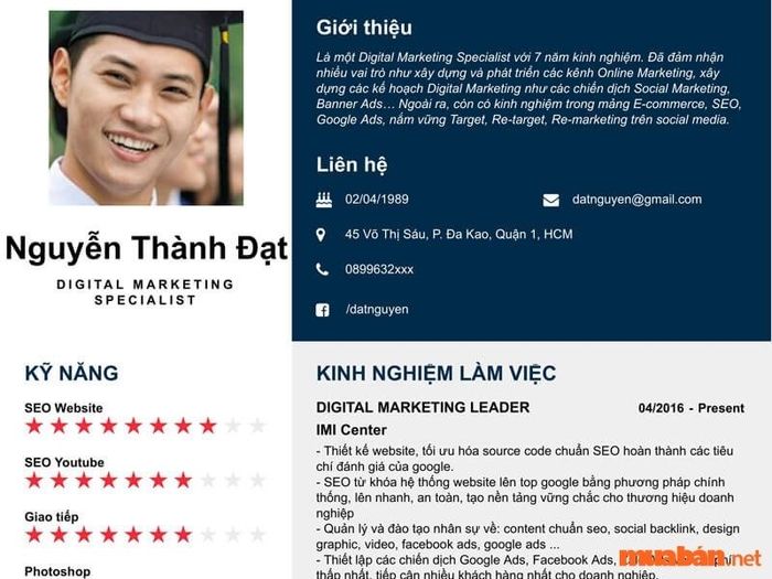 CV ngành Marketing bằng tiếng Việt