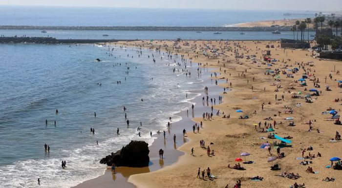 On April 25, 2020, people were seen gathering at Corona del Mar State Beach in Newport Beach, California.