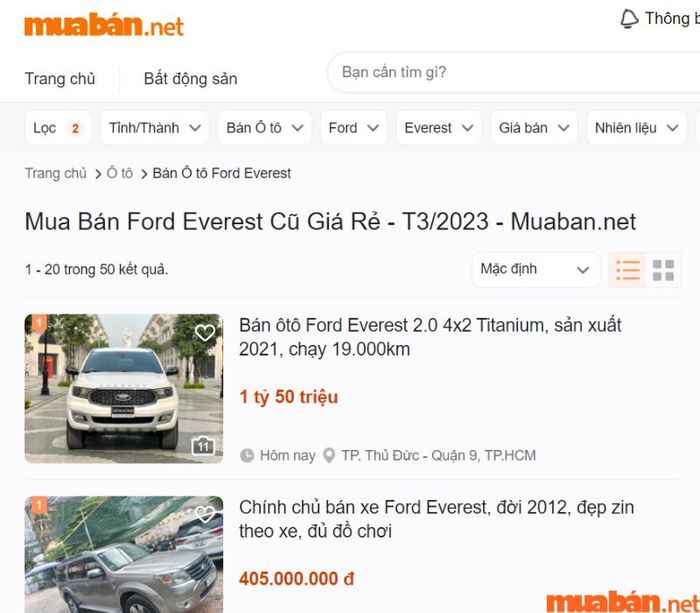 Mức giá của xe Ford Everest trên trang Mytour rất phong phú, đáp ứng nhu cầu đa dạng của khách hàng.