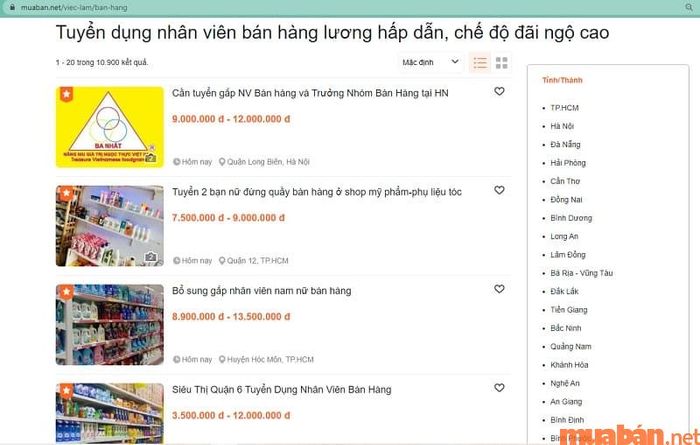 Bạn có thể tìm kiếm việc làm nhân viên bán hàng ngay trên Mytour.