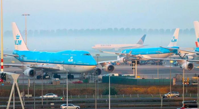 A stunning early morning view of Amsterdam Schiphol airport from the CitizenM hotel.