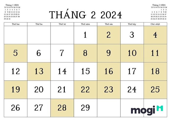 Ngày tốt tháng 2 năm 2024 theo lịch vạn niên chính xác