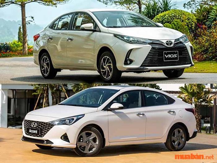 Ngoại thất của xe Toyota Vios và Hyundai Accent
