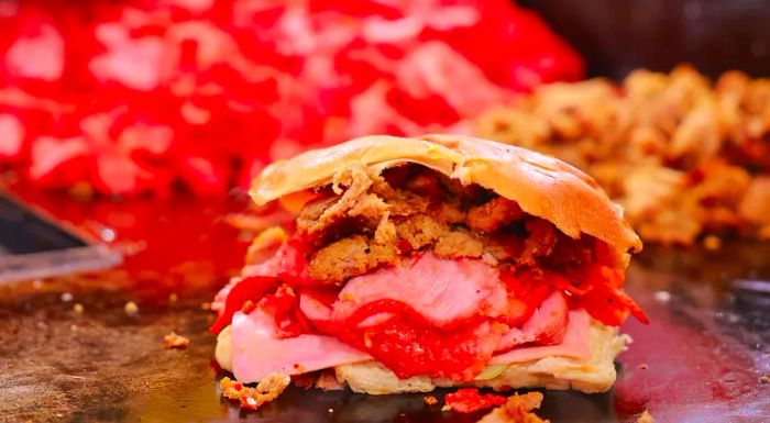 A classic torta is cooked on a hot griddle during Mexico’s 'Feria de la Torta.'