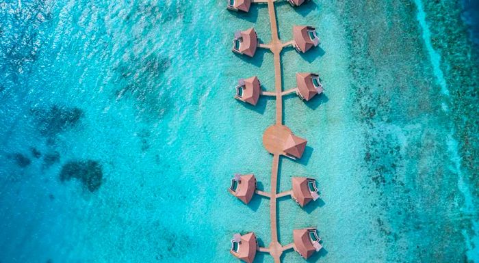 Each of the 24 overwater villas comes with its own plunge pool.