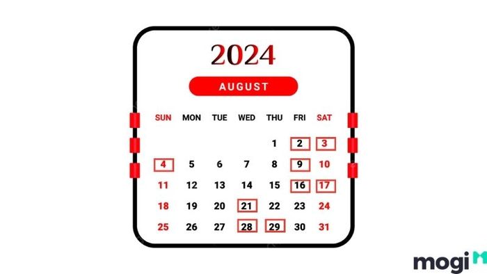 Những Ngày Tốt Trong Tháng 8 Năm 2024