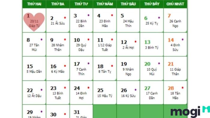 Ngày đẹp tháng 1 năm 2024