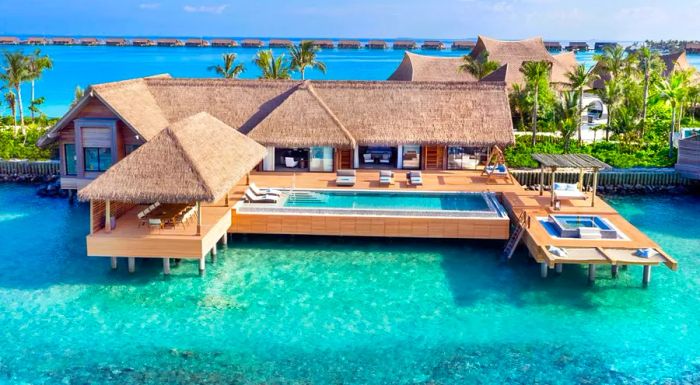 The Waldorf Astoria Maldives Ithaafushi features 55 stunning overwater villas.