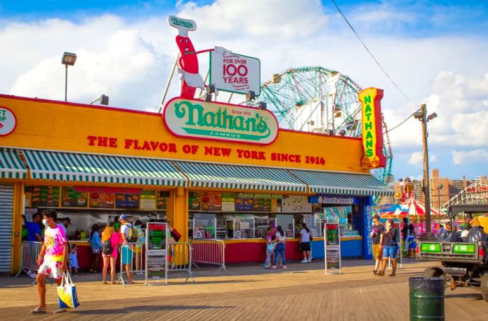 Every year, Nathan’s hosts its iconic hot dog eating contest on the 4th of July.