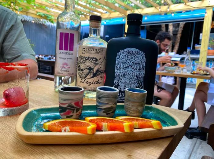 Claro offers an impressive range of mezcals, and trying a flight is a great way to explore this unique spirit.