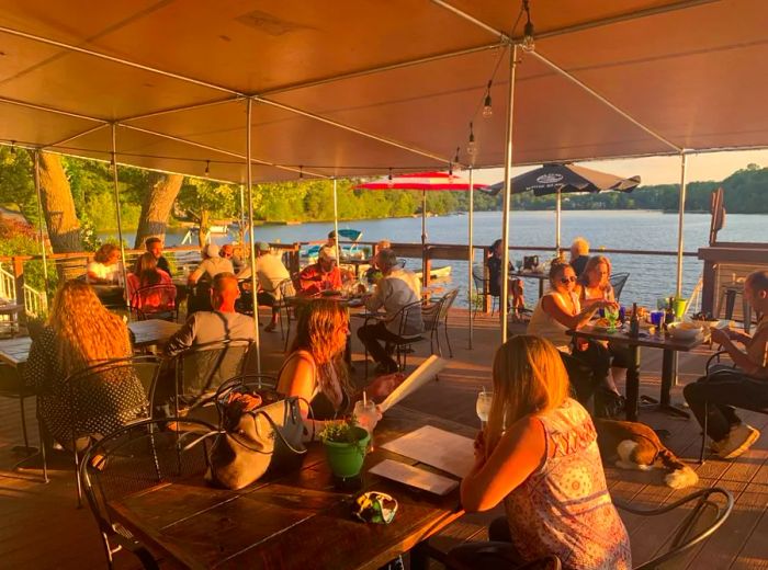 Barrio Kitchen, nestled in the Catskills, offers a stunning view of Kauneonga Lake.