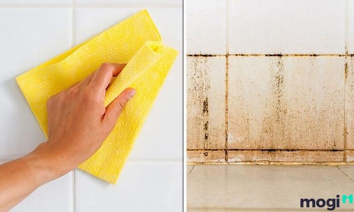 Để làm sạch các đường chỉ gạch bị ố vàng, bạn có thể dùng oxy già hoặc vôi tôi để chà lên vết bẩn.