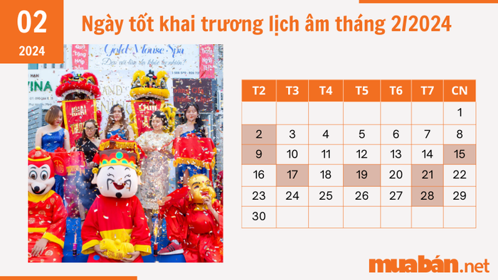 Ngày đẹp khai trương theo lịch âm tháng 2