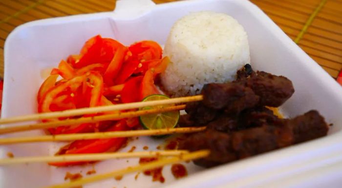 Indonesian satay: everything tastes better when it’s served on a stick.