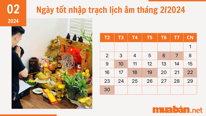 Ngày nhập trạch hợp tuổi theo lịch âm tháng 2