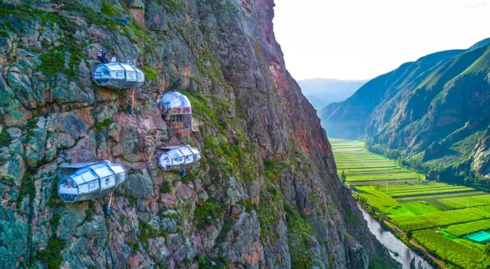 These extraordinary Skylodge Adventures can be reached after scaling a 400-meter rock face.