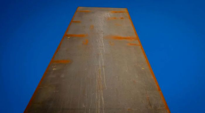 The towering metal sheets rise as high as 16.7 meters into the sky.