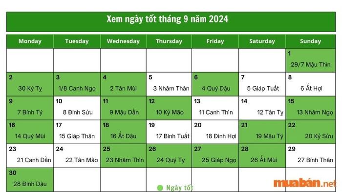 Khám phá những ngày tốt trong tháng 9 năm 2024 để chọn thời gian tổ chức các sự kiện trọng đại.