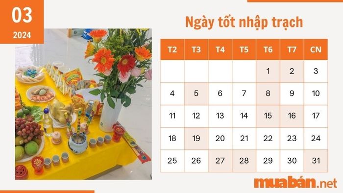Ngày đẹp nhập trạch tháng 3 năm 2024