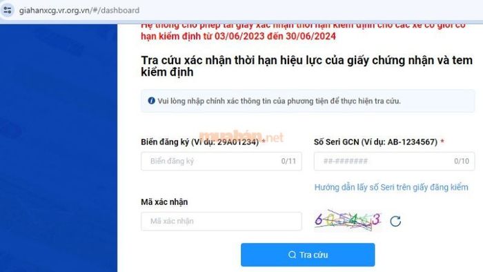 Thực hiện gia hạn đăng kiểm xe ô tô trực tuyến qua website