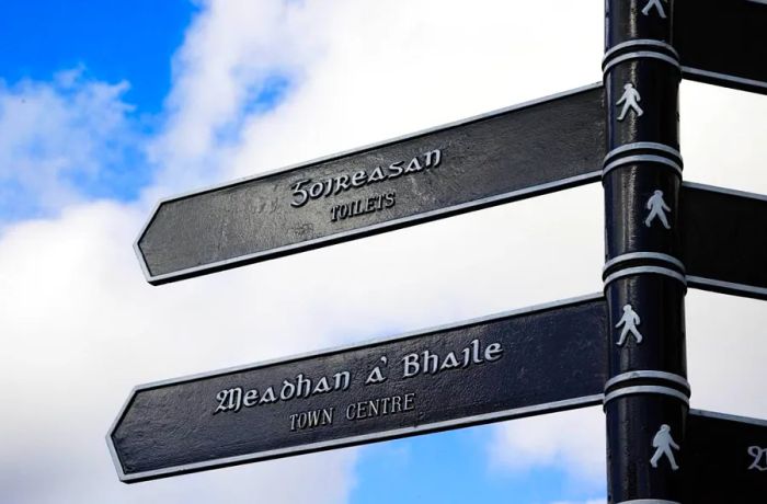 A bilingual sign in Stornoway, the largest town in the Western Isles.