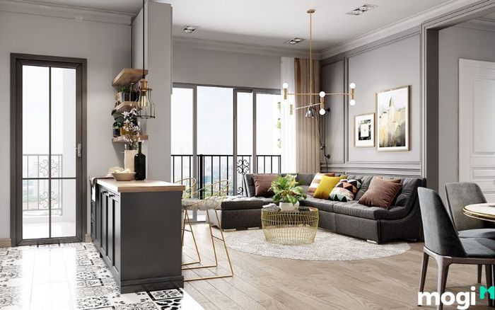 Mẫu thiết kế nội thất chung cư 55m2 theo phong cách hiện đại, kết hợp những yếu tố tiện nghi và cá tính riêng của gia chủ