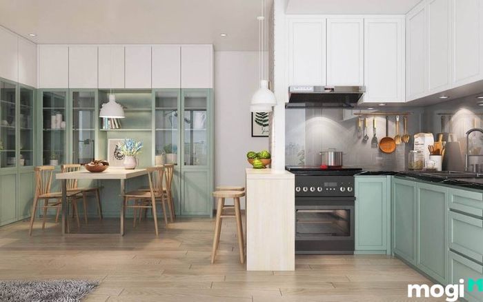 Thiết kế nội thất phòng bếp cho chung cư 55m2