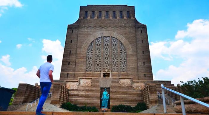 The Voortrekker Monument towers above a nature reserve.