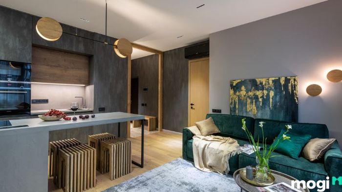 Mẫu thiết kế căn hộ 1 phòng ngủ phong cách Color Block