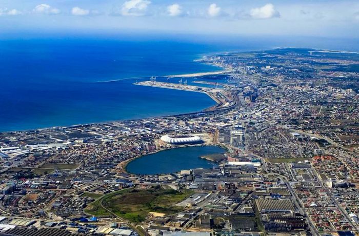 An overhead shot of the city of Port Elizabeth, which has recently undergone a name change.