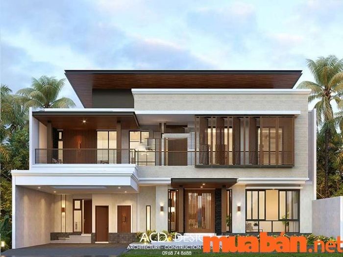 Nhà mái bằng sử dụng nhiều cửa kính, tạo nên không gian mở thoáng đãng, đón ánh sáng tự nhiên, mang đến vẻ đẹp hiện đại và sang trọng cho ngôi nhà.
