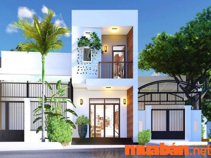 Mẫu nhà mái bằng theo hướng dọc