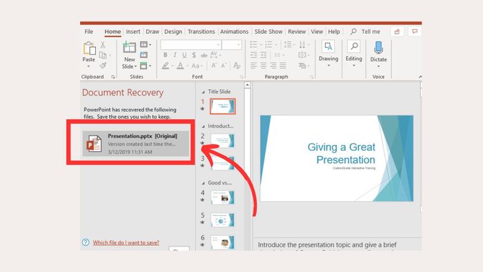 Hướng dẫn khôi phục file PowerPoint chưa lưu