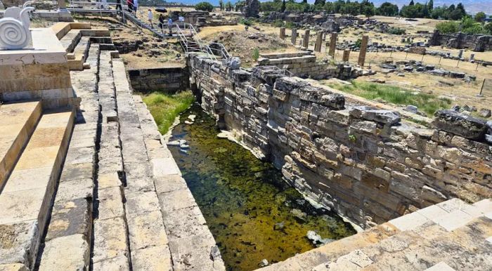 Hierapolis features a Plutonium, an ancient site once believed by the Romans and Greeks to be a gateway to the underworld.