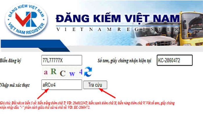 Nhập mã xác nhận để tra cứu.
