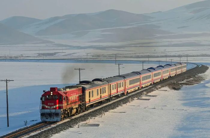 The train travels across the expansive landscapes of eastern Turkey.