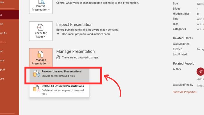 Cách khôi phục file PowerPoint chưa lưu