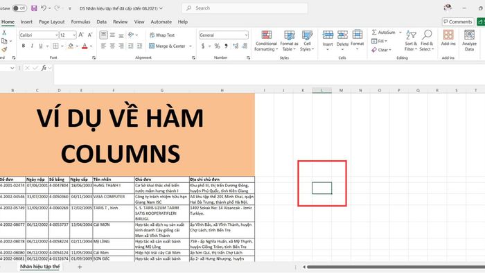 Hàm COLUMNS trong Excel là gì?
