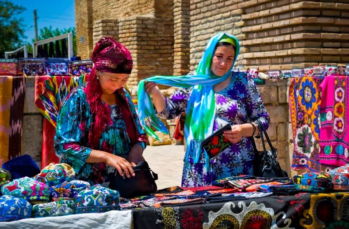 Souvenir vendors in Shakhrisabz.