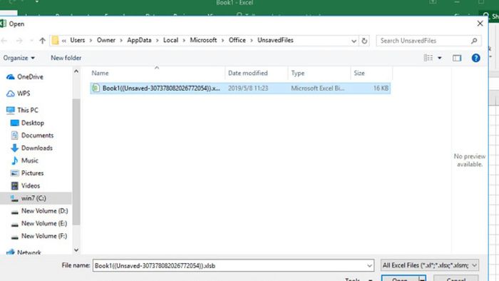 Cách khôi phục file Excel chưa lưu