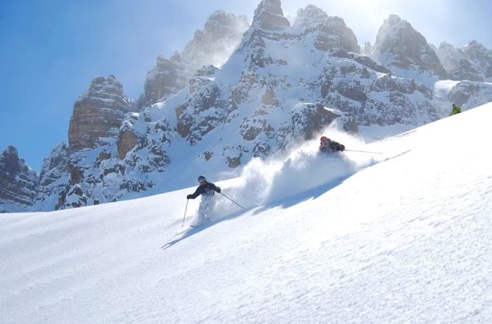 This area offers a continuous supply of untouched powder, perfect for skiing.